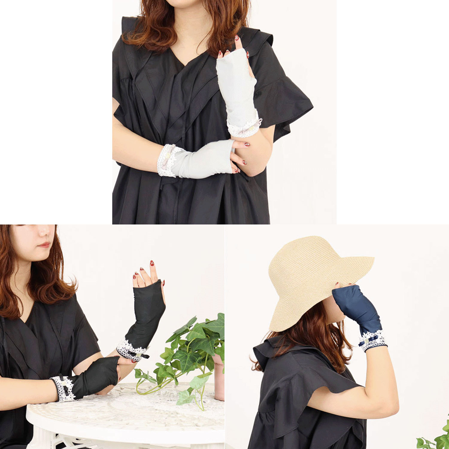 ローズガーデンUVショート手袋 - 画像1