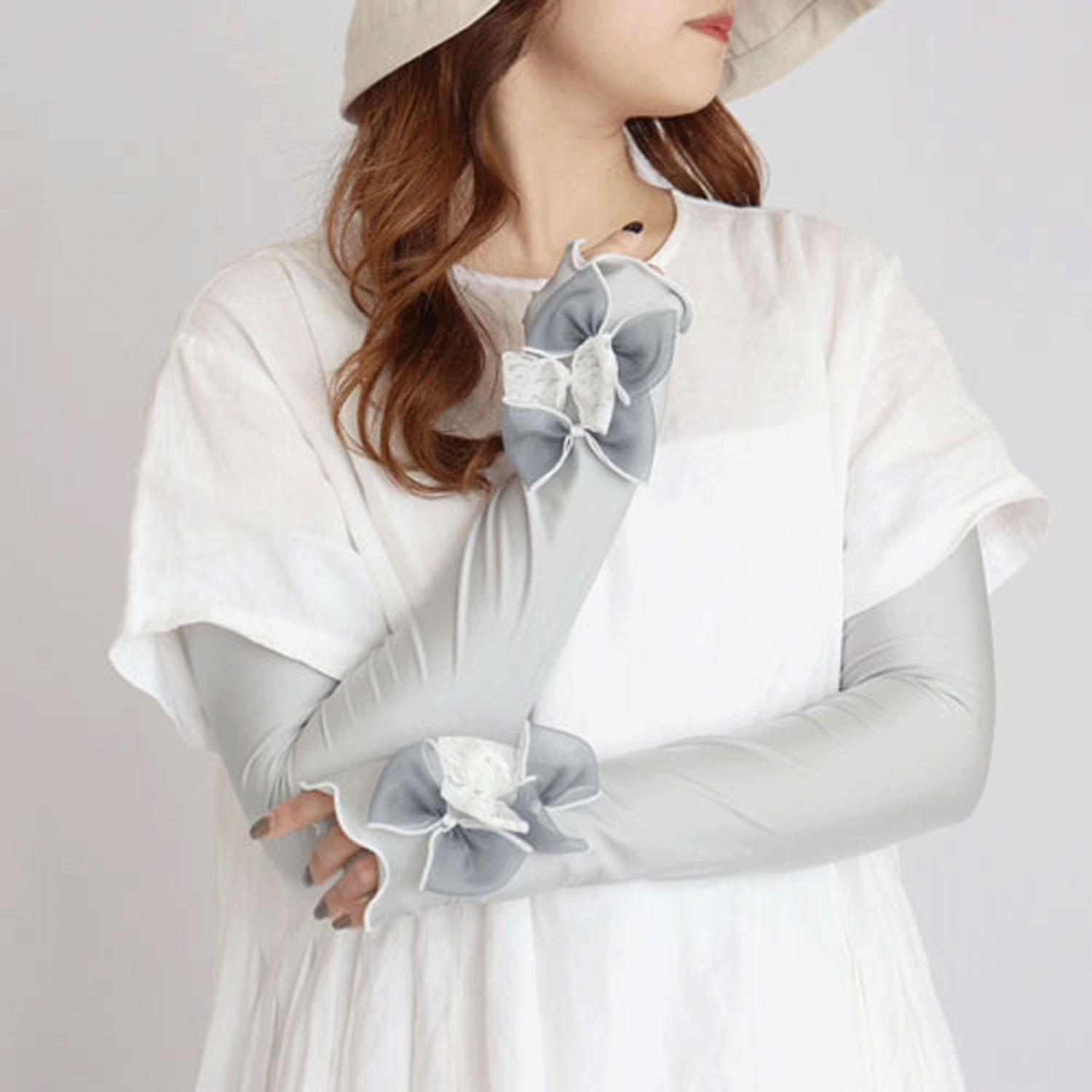 シアーリボン UVロング手袋 - 画像5