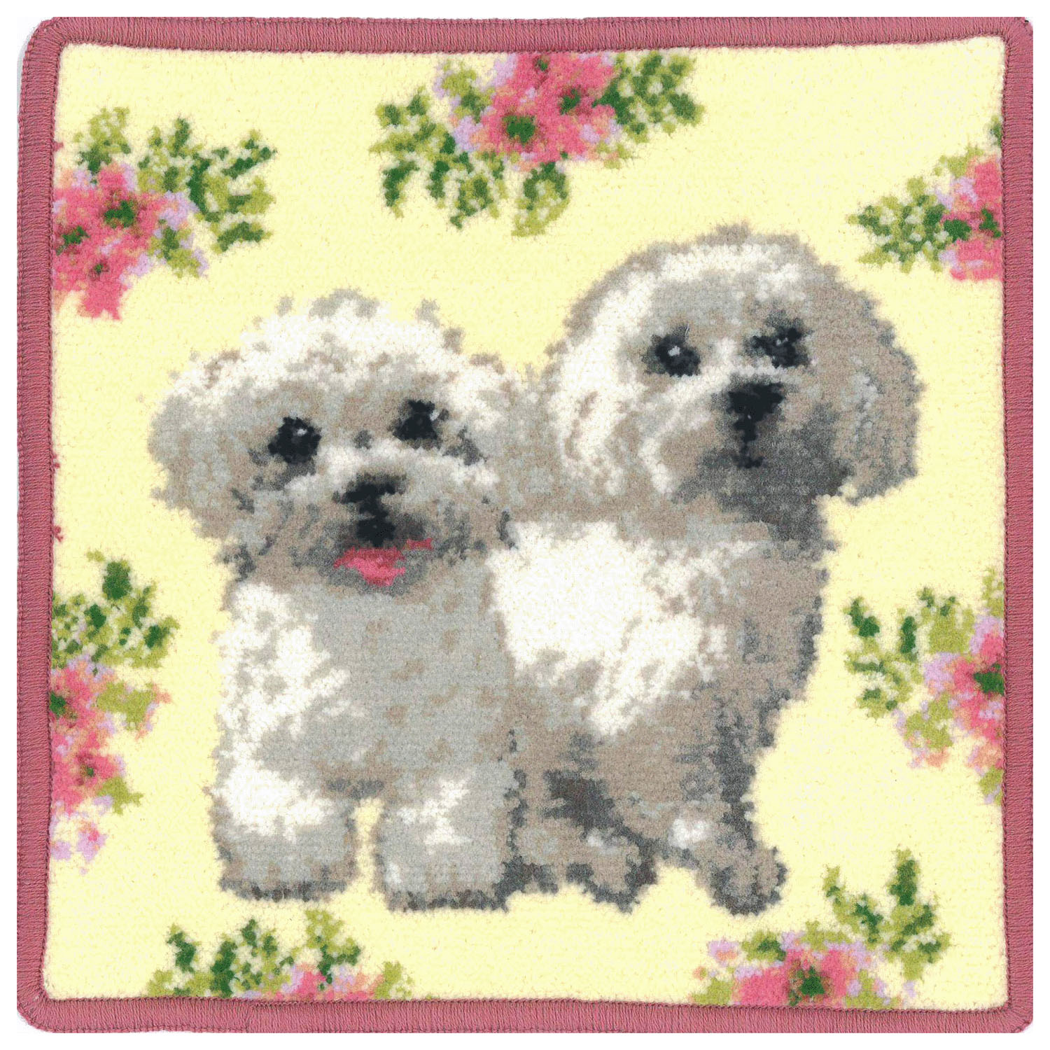 Enjeau（アーンジョー） Flower×Dog マルチーズ ハンカチ - 画像1