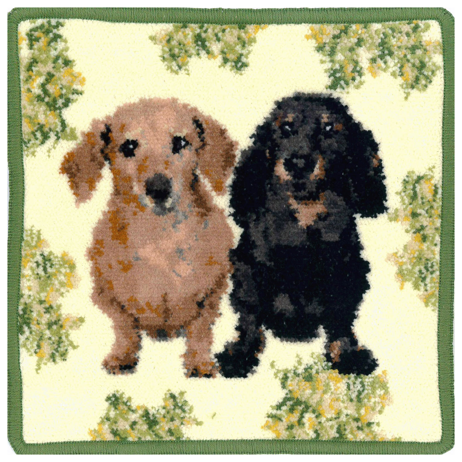 Enjeau（アーンジョー） Flower×Dog ダックス  ハンカチ - 画像1