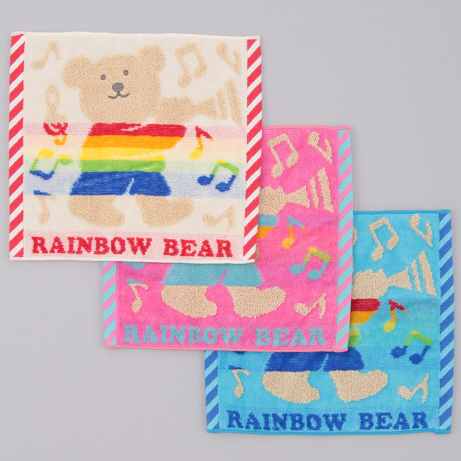 【新柄】レインボーベア パレード ハンカチ