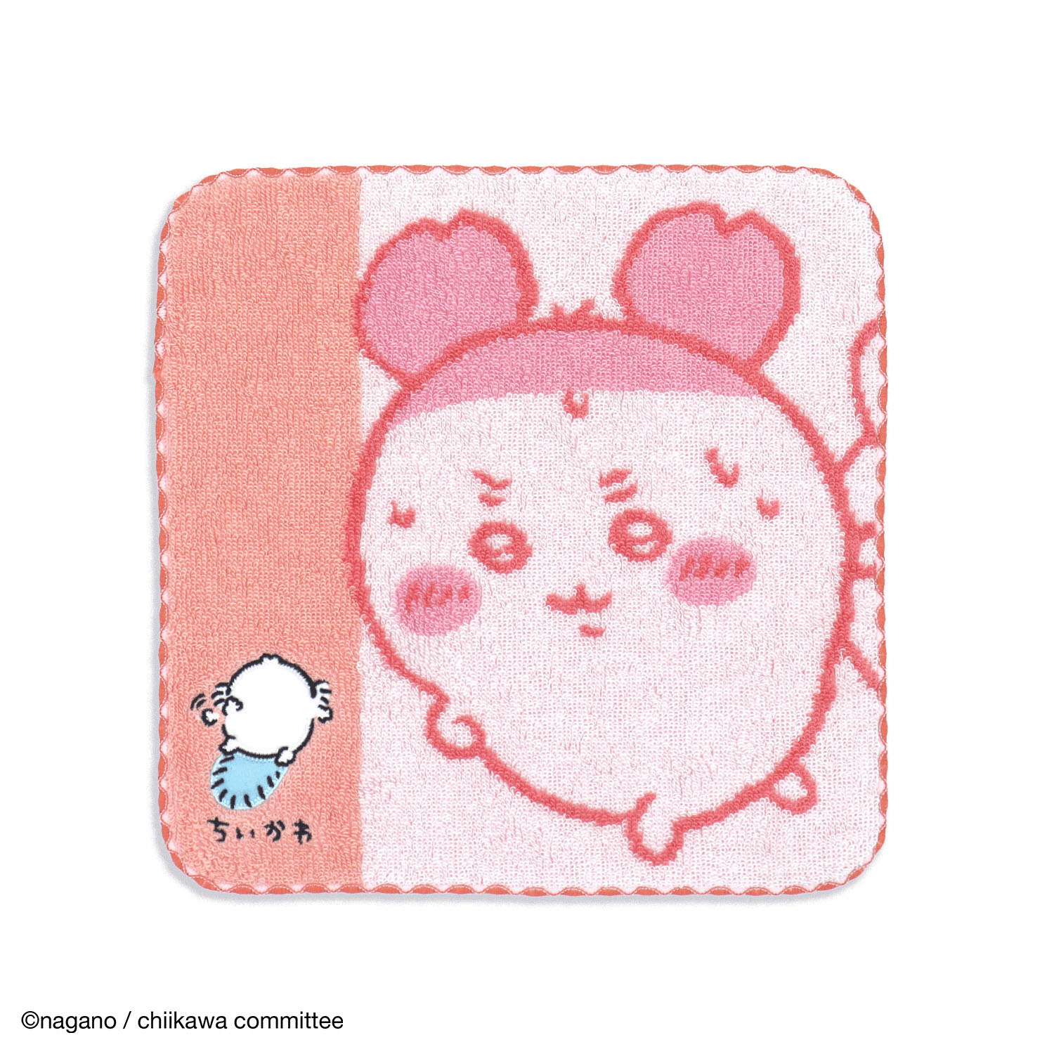 『ちいかわ』 運んでる タオルハンカチ ピンク - 画像1