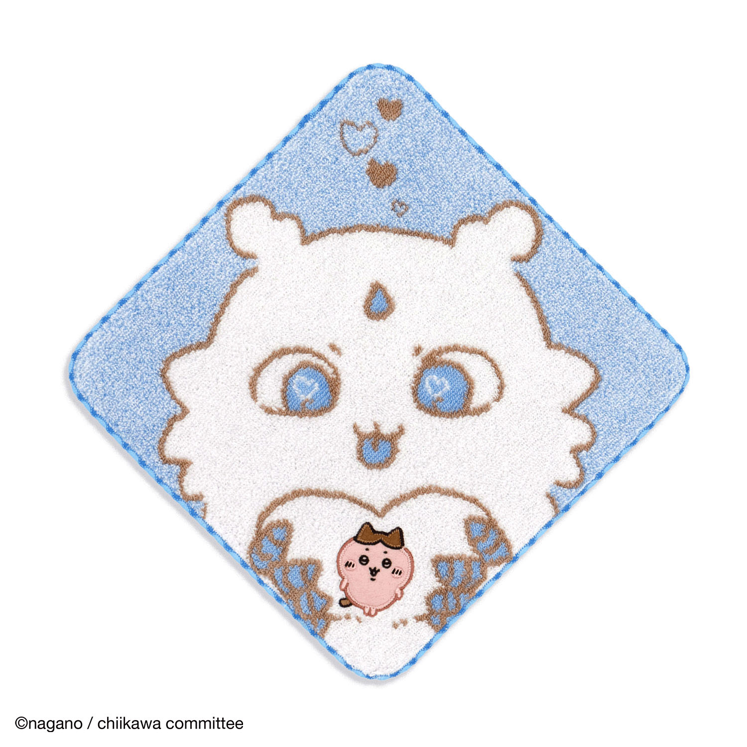 ちいかわ  かたまってるよ タオルハンカチ ブルー／ハチワレ - 画像1