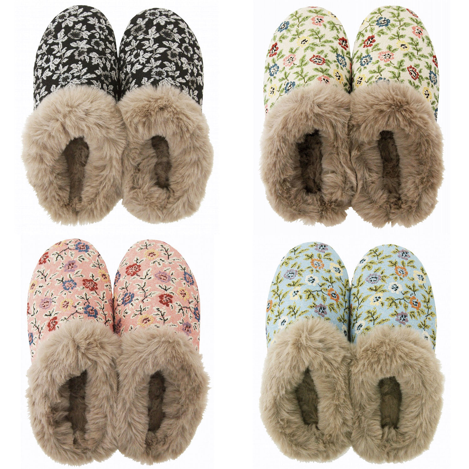 フローラルボアスリッパ