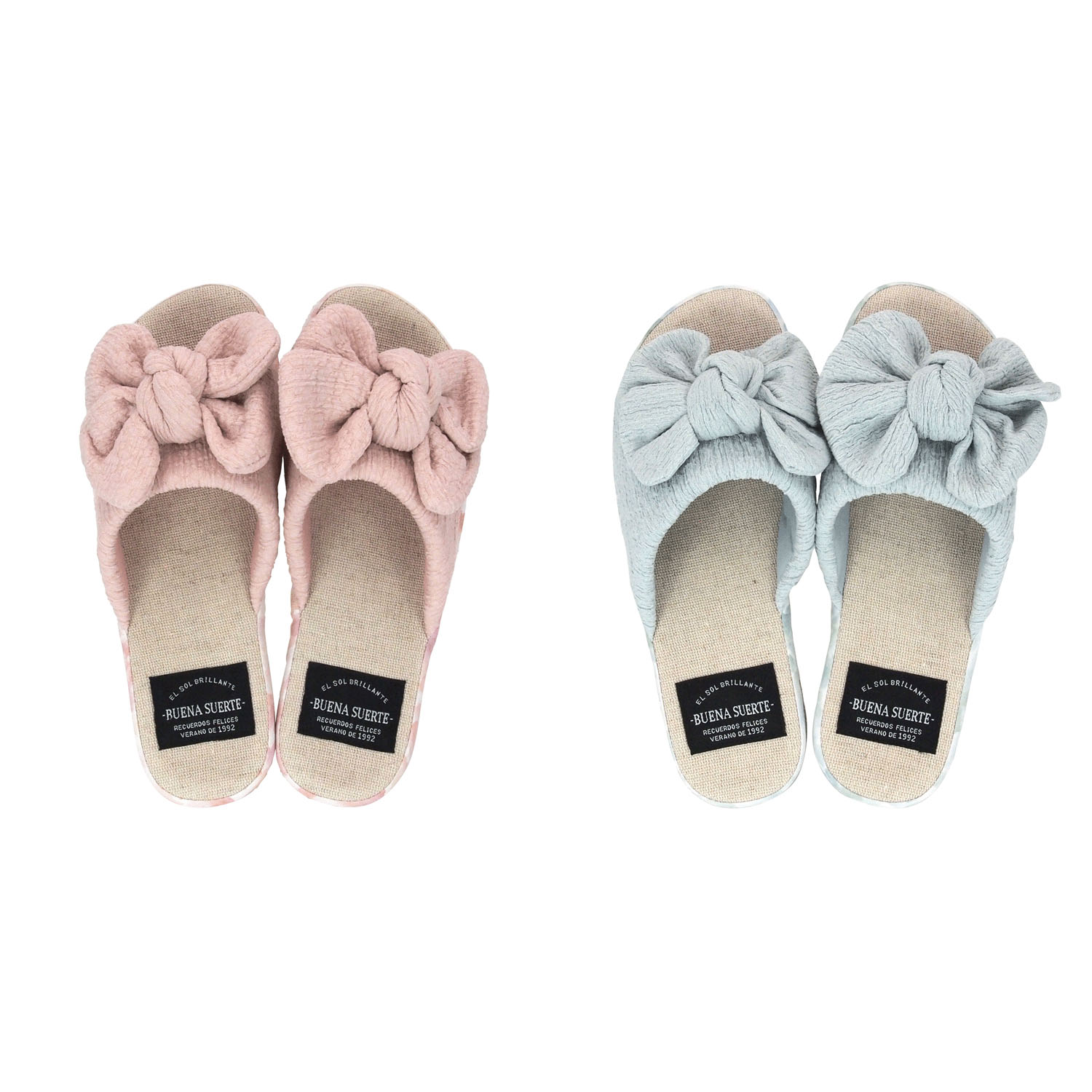 水彩柄サイドリボンスリッパ - 画像1