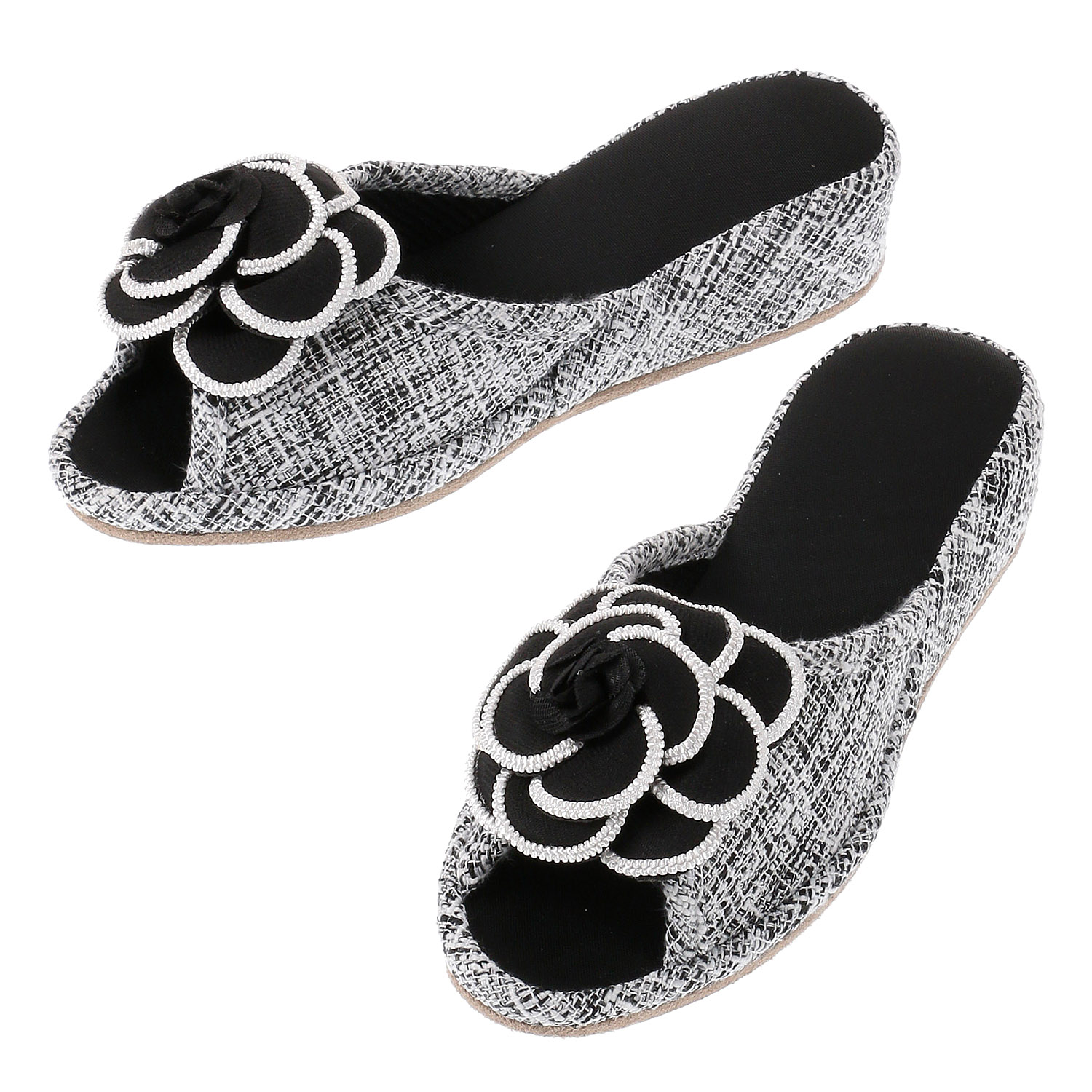 カメリア付きヒールスリッパ - 画像1