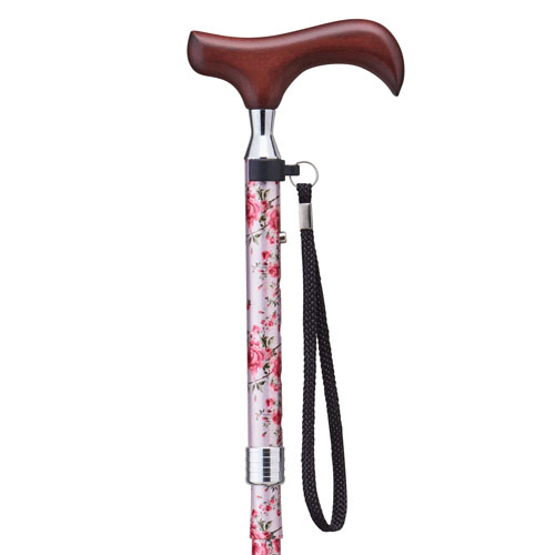 愛杖折りたたみステッキ 花柄ピンク