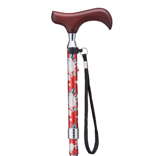 愛杖折りたたみステッキ 花柄レッド