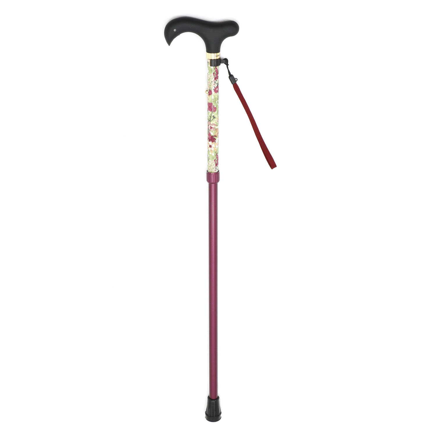 やわらかグリップ花柄生地巻き伸縮ステッキ - 画像2