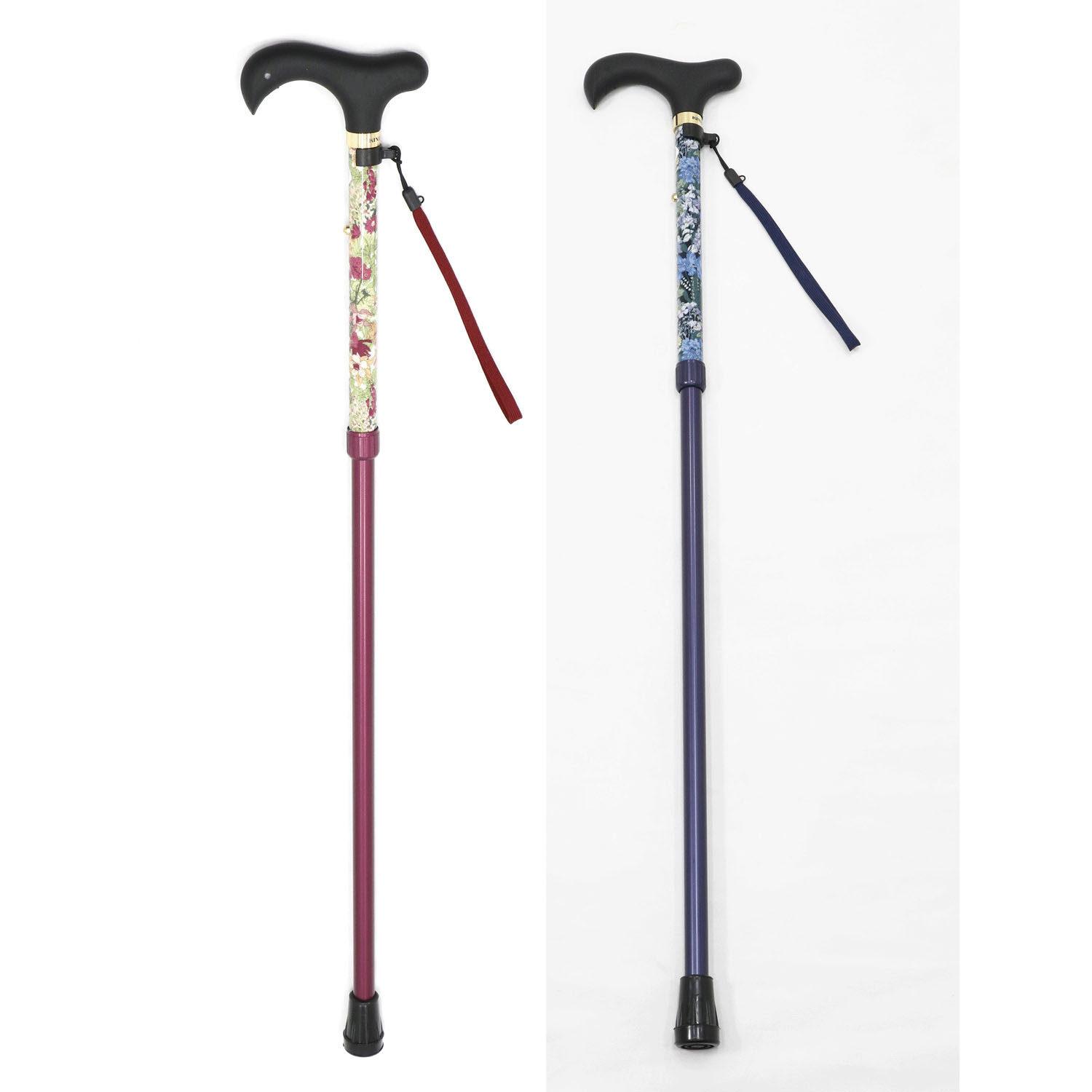 やわらかグリップ花柄生地巻き伸縮ステッキ