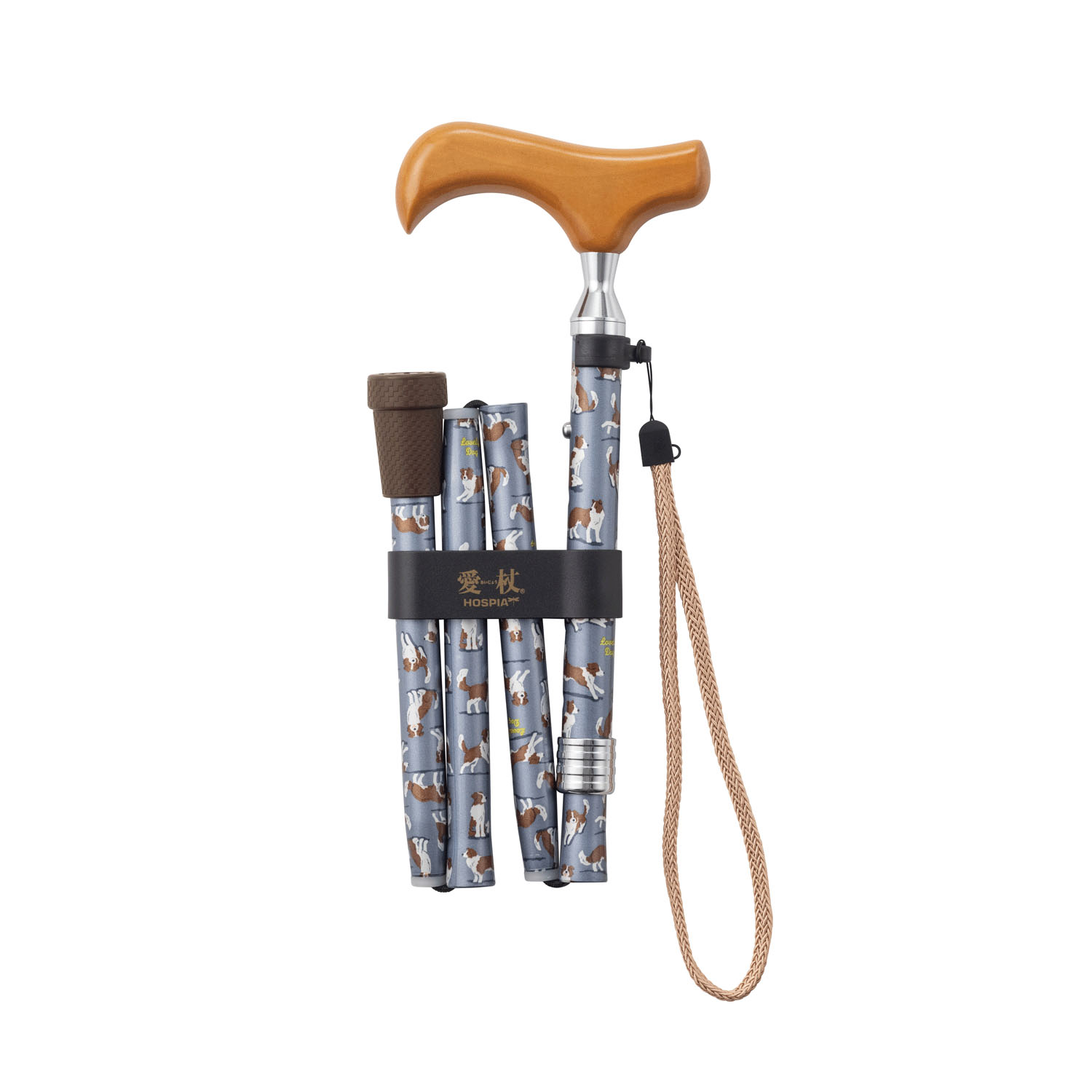 愛杖ラブリードッグ 折畳ステッキ グレー - 画像1