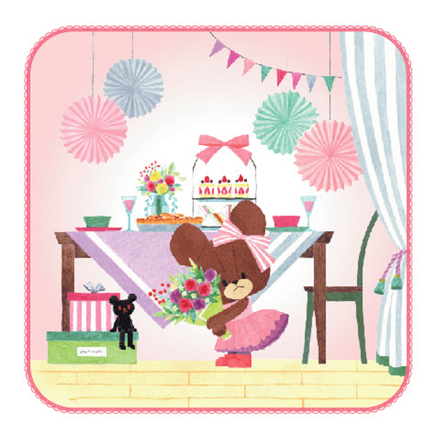 くまのがっこう  ミニタオル 「プレゼントフォーミー」 - 画像1