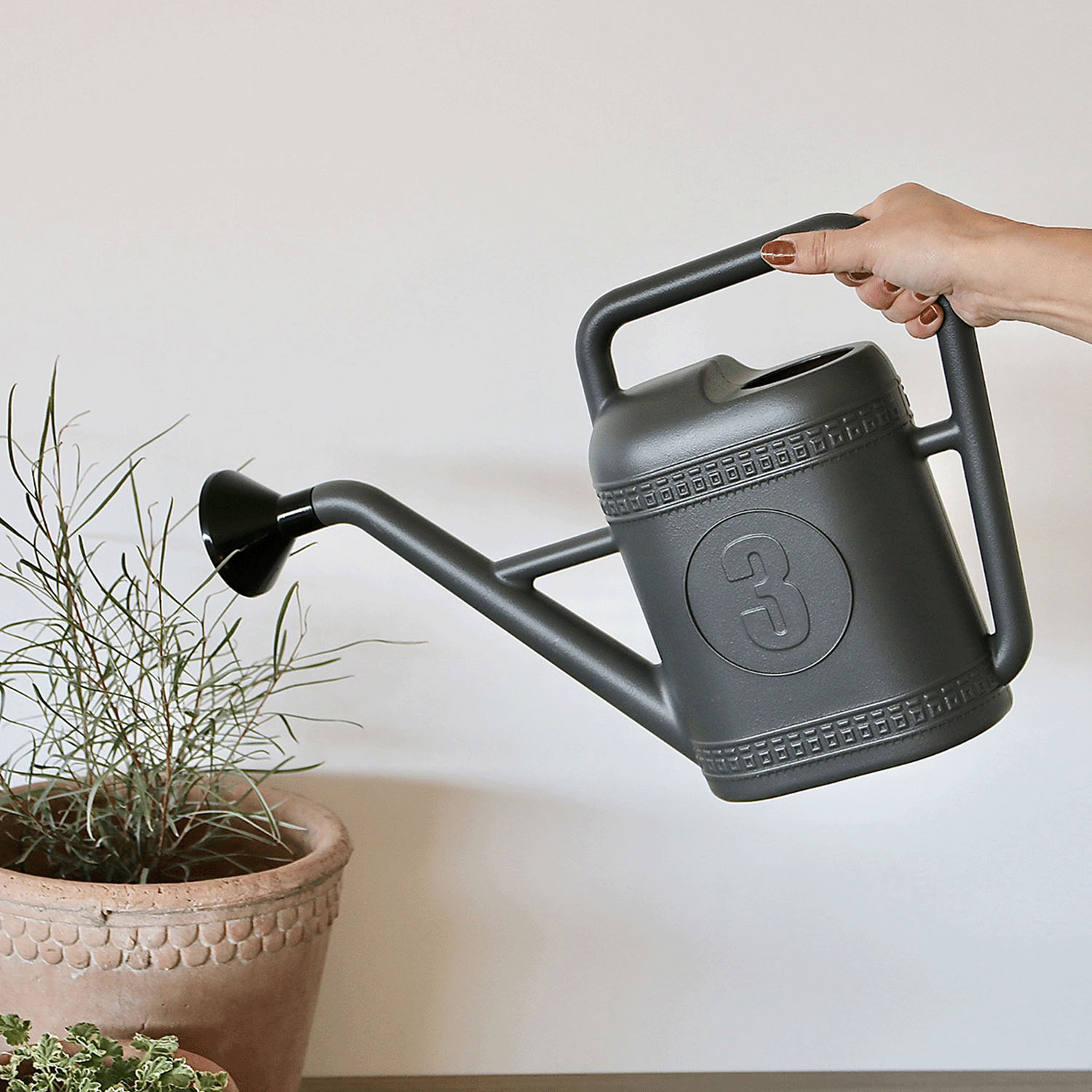 プラスチックジョーロ 3L グレー - 画像3