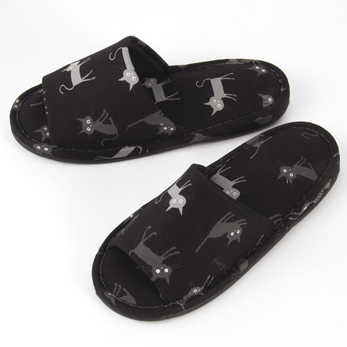 黒猫外縫いスリッパ - 画像3