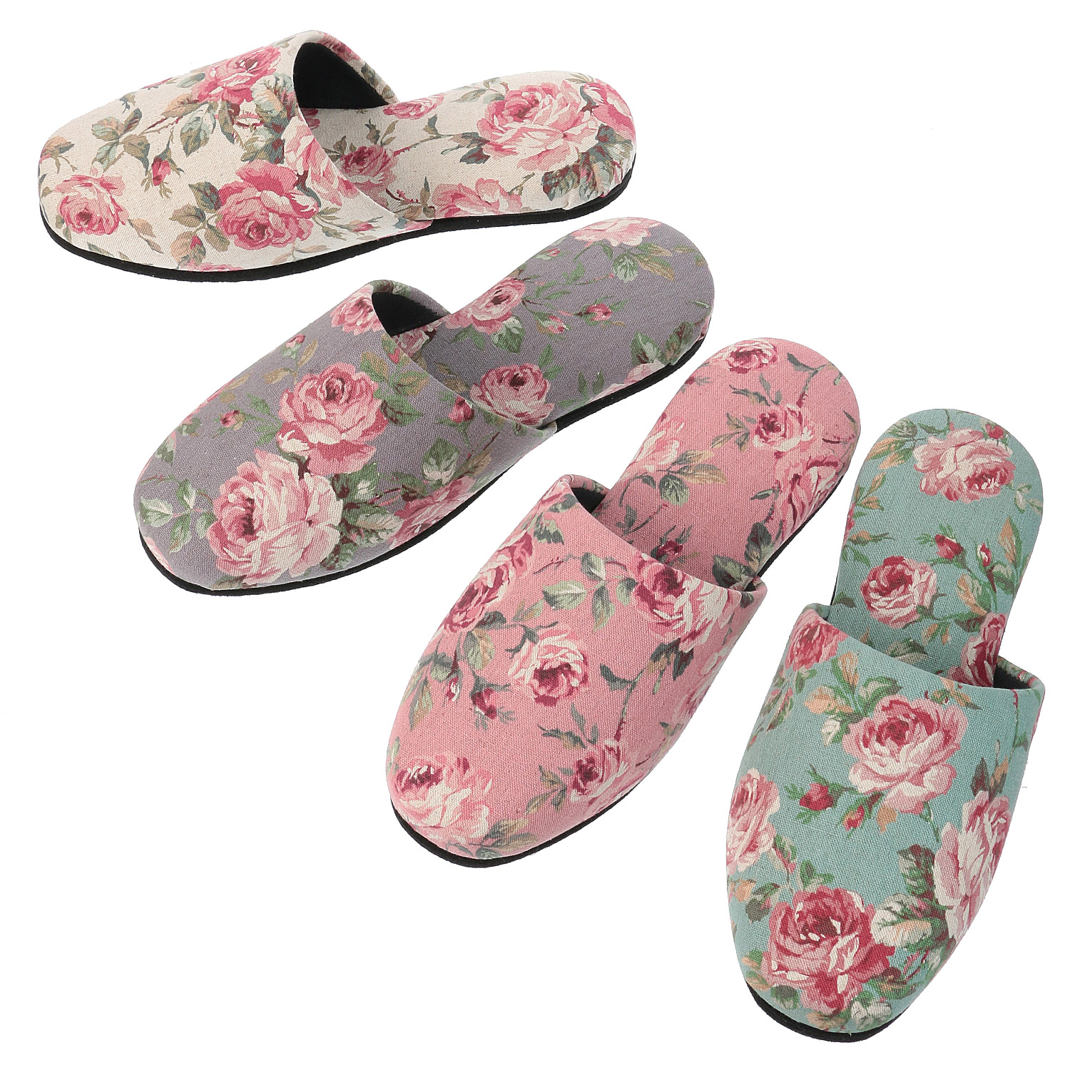 【31・73：在庫限り】麻混バラ吊り込みスリッパ - 画像1