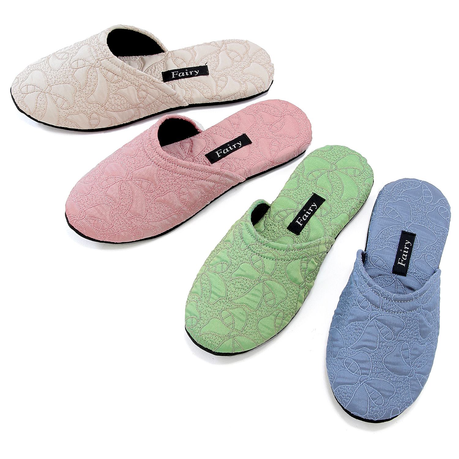 新サテンキルトスリッパ