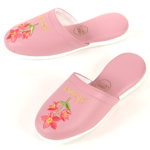 花刺繍 合皮スリッパ - 画像3