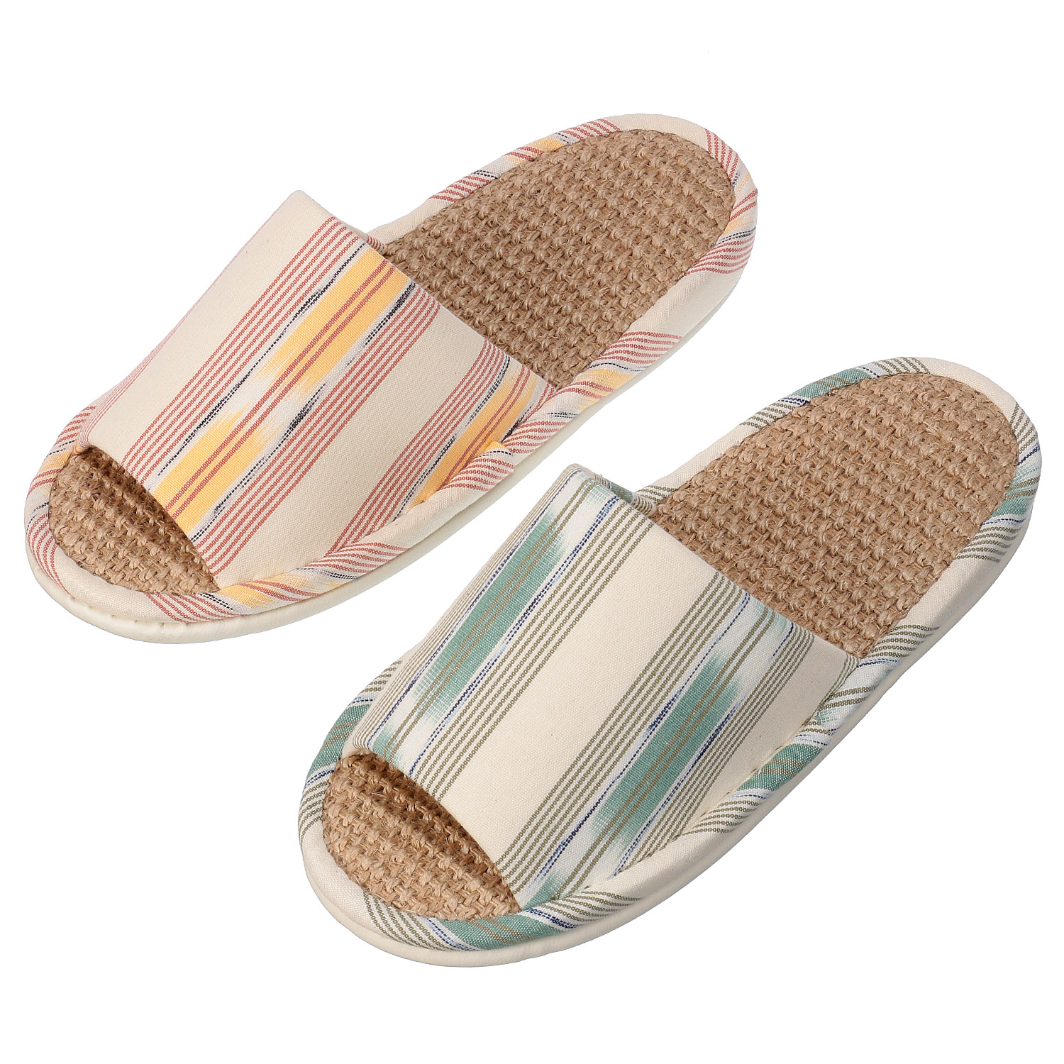 ミックスストライプ麻中スリッパM