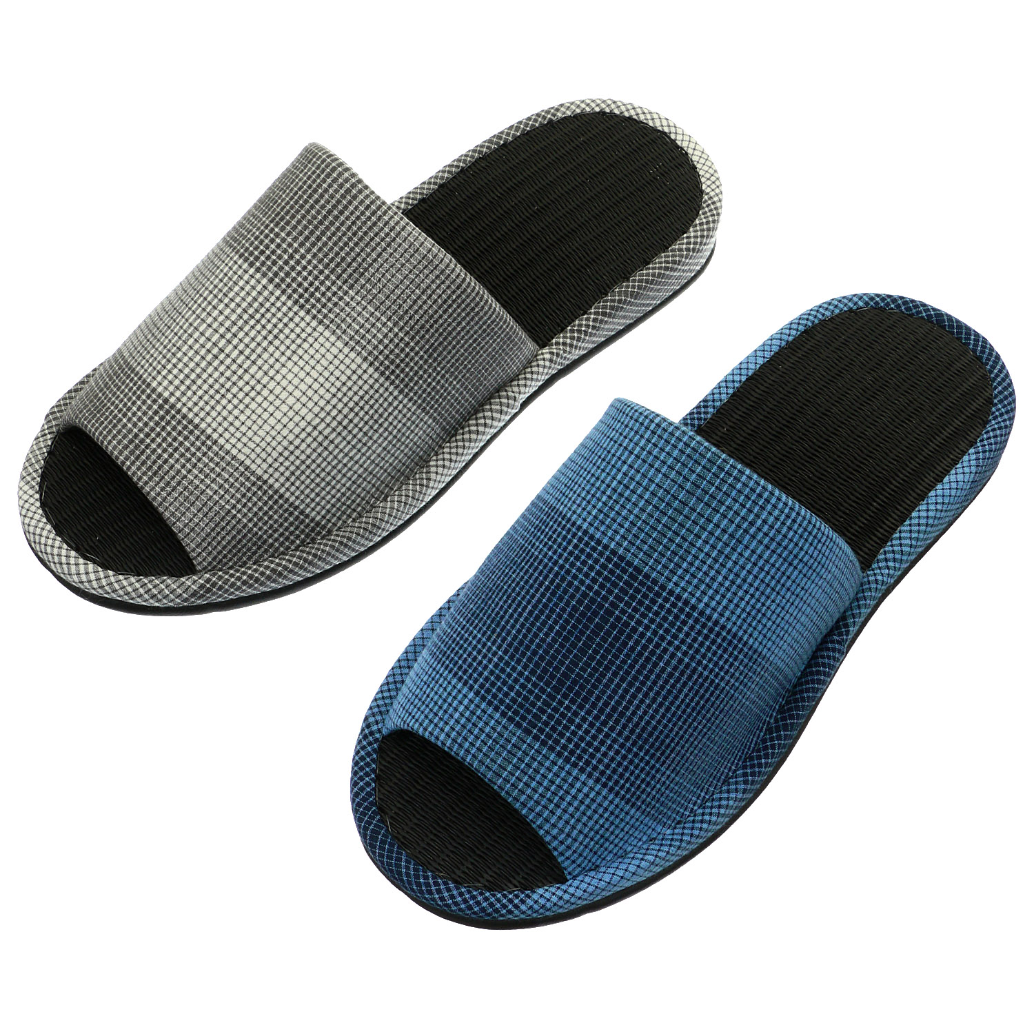 格子柄炭中スリッパL