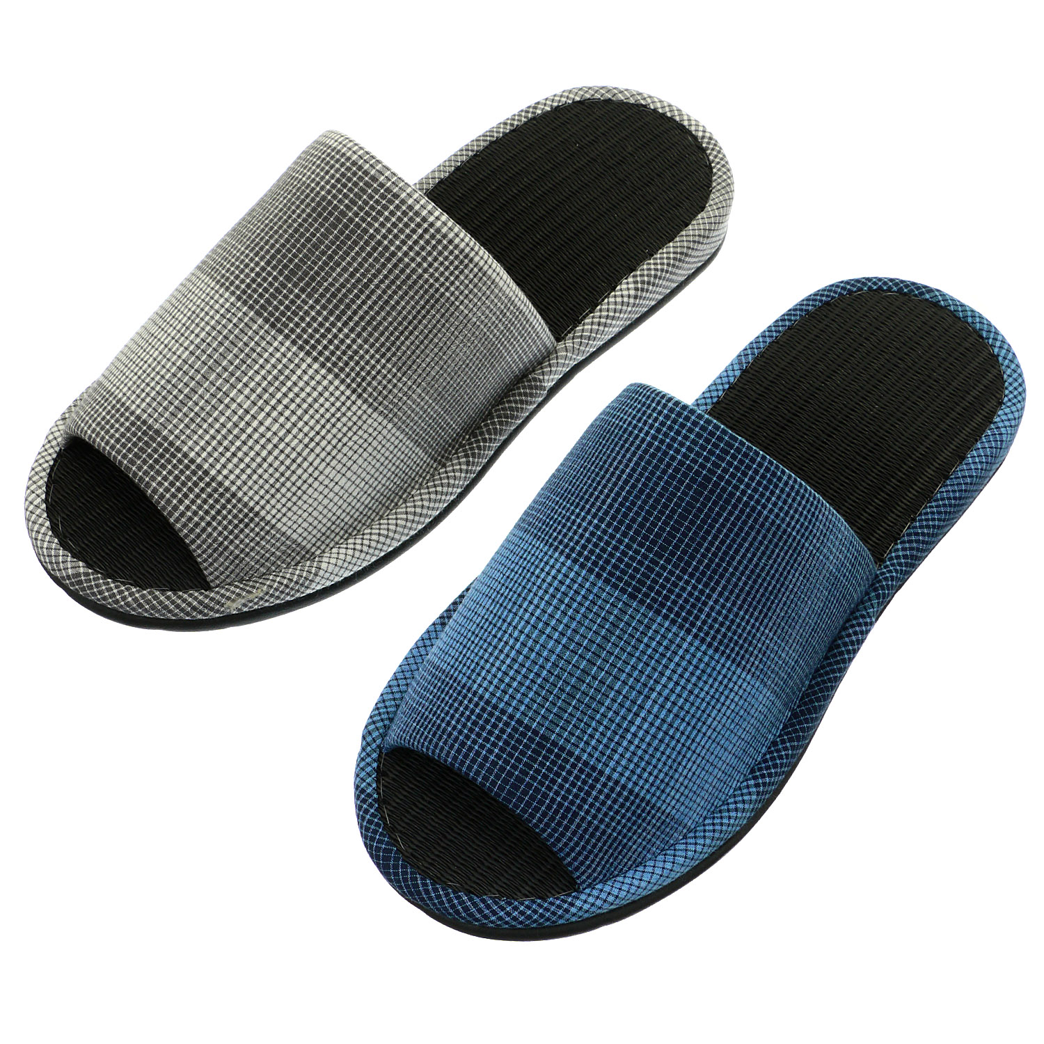 格子柄炭中スリッパ3L