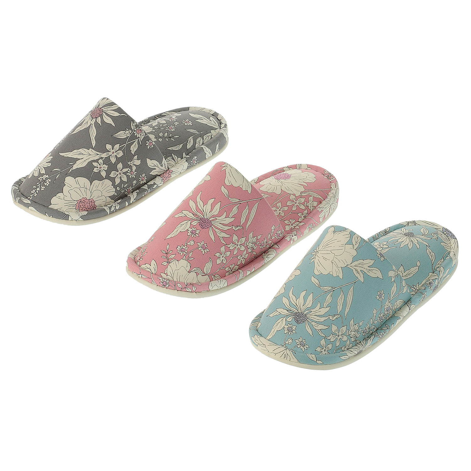 花柄外縫いスリッパ - 画像1