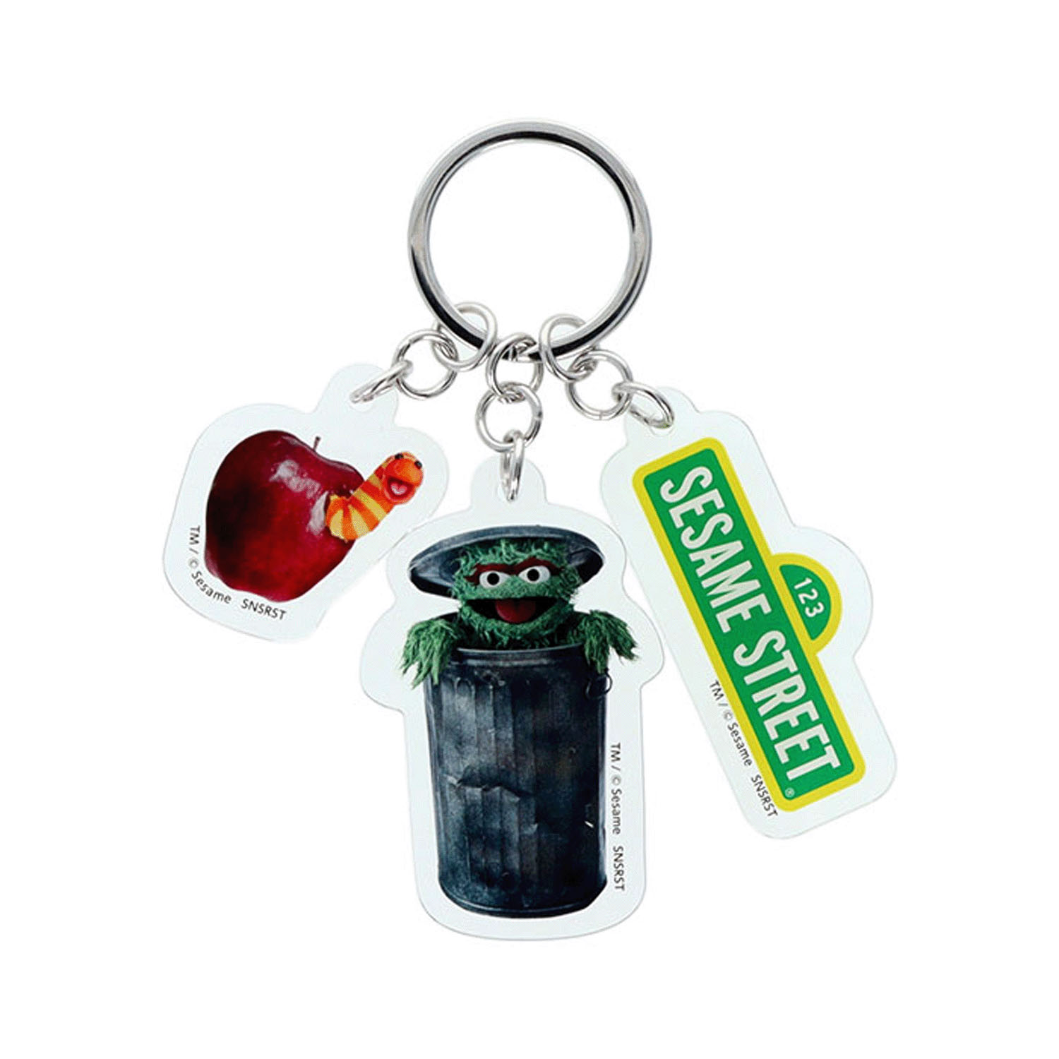 セサミストリート  3連アクリルキーホルダー オスカー＆スライミー - 画像1