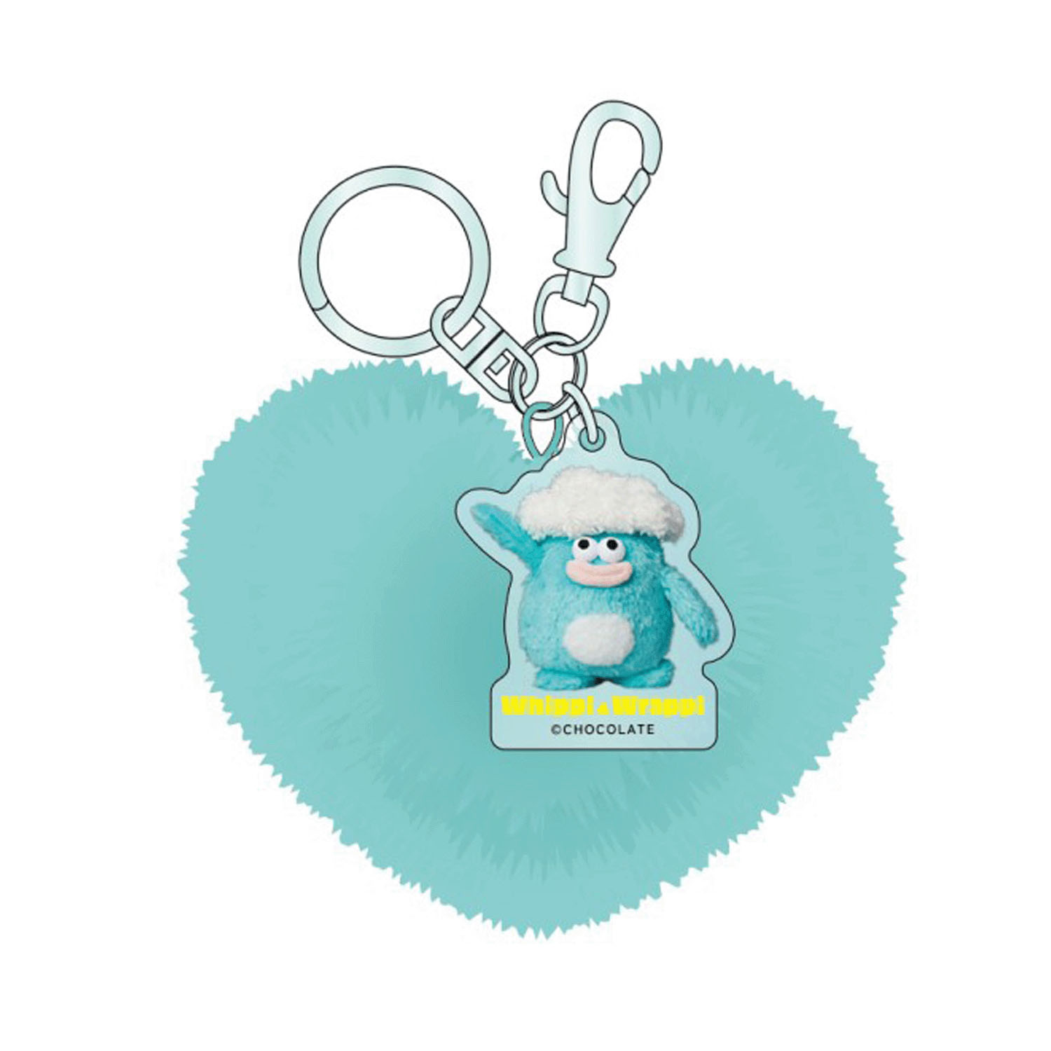 ホイッピ＆ラッピ ハート型ファーキーホルダー ミント - 画像1