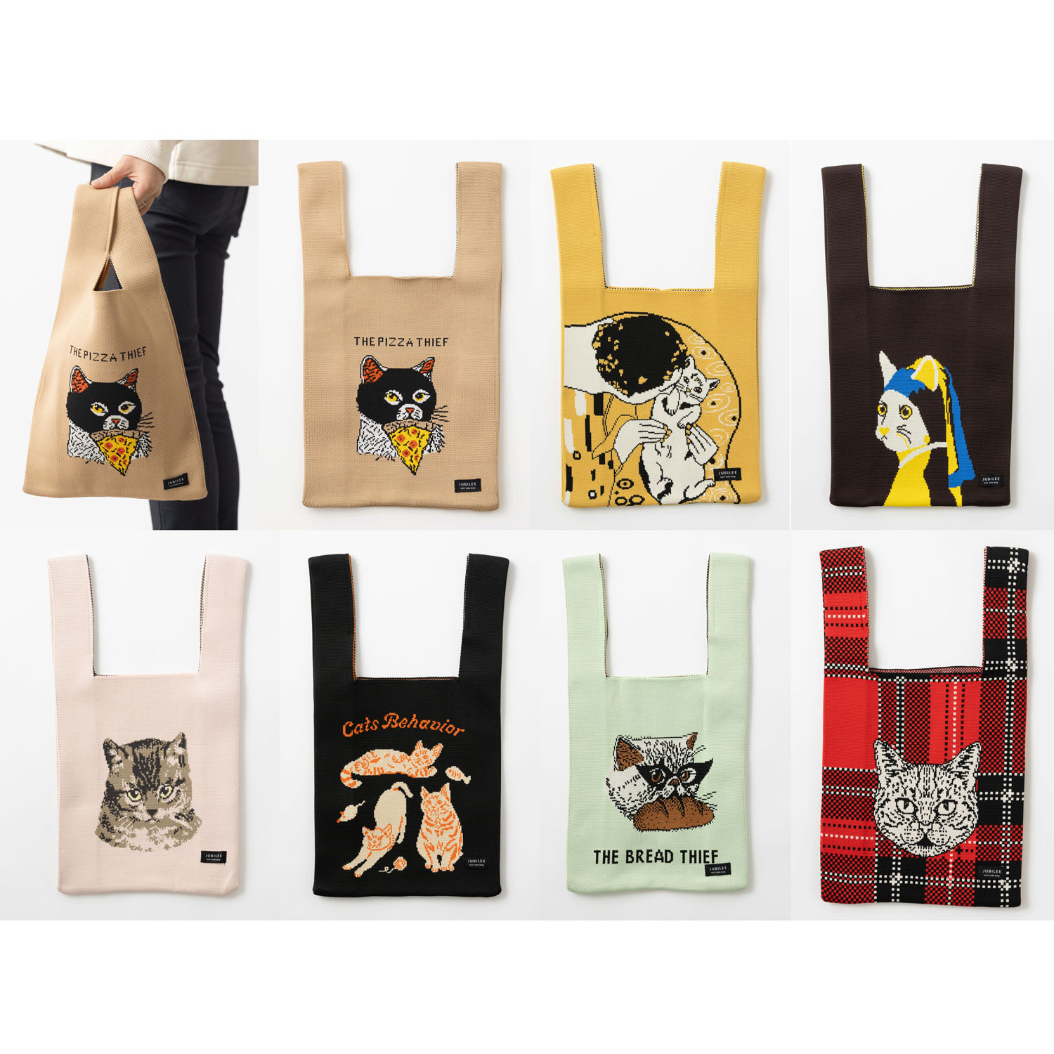 ニットトートバッグ 猫 - 画像1