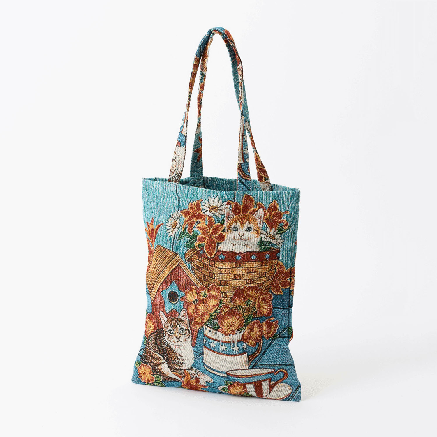 ジャガード織 猫柄トートバッグ【04番次回未定】