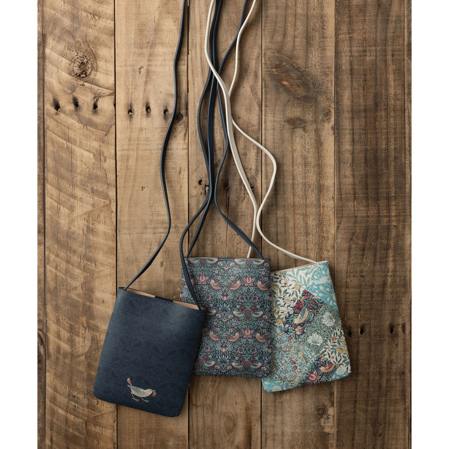 ウィリアムモリス柄 PUレザーミニショルダーバッグ サコッシュ - 画像1