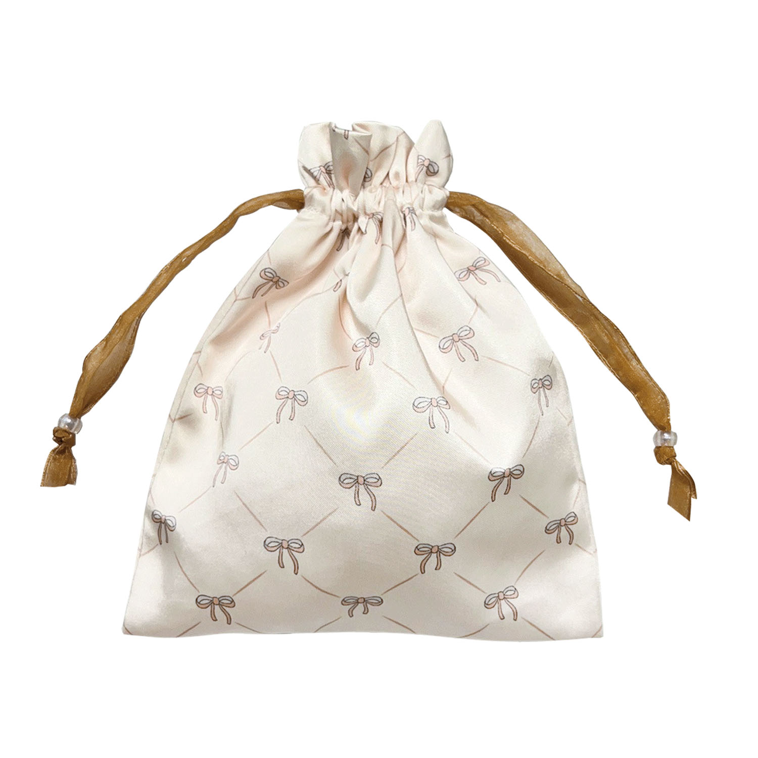 サテン 巾着ポーチ リボン - 画像2