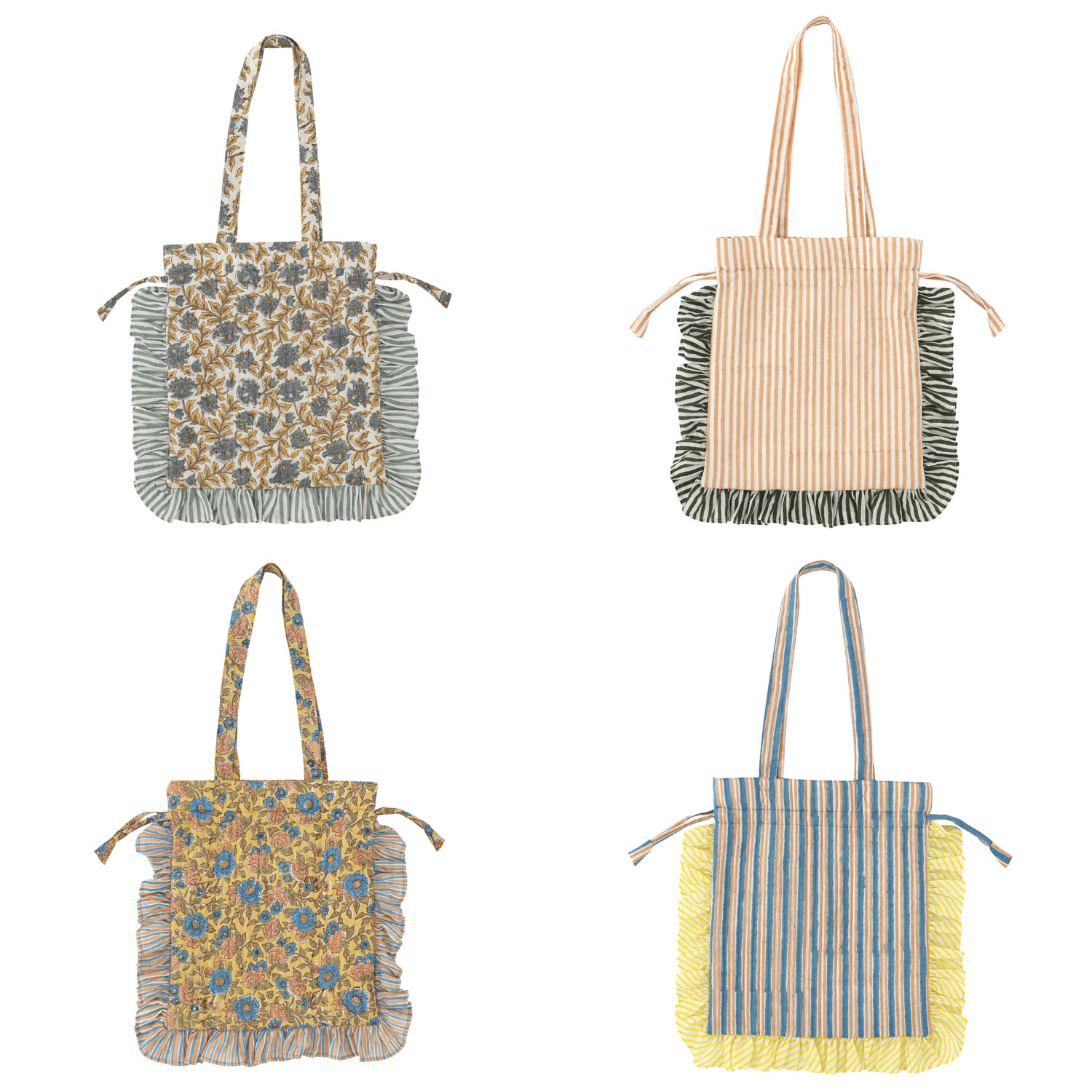 フリルトート カリーノブロックプリント